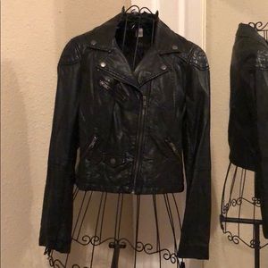 Faux leather motorcycle jacket